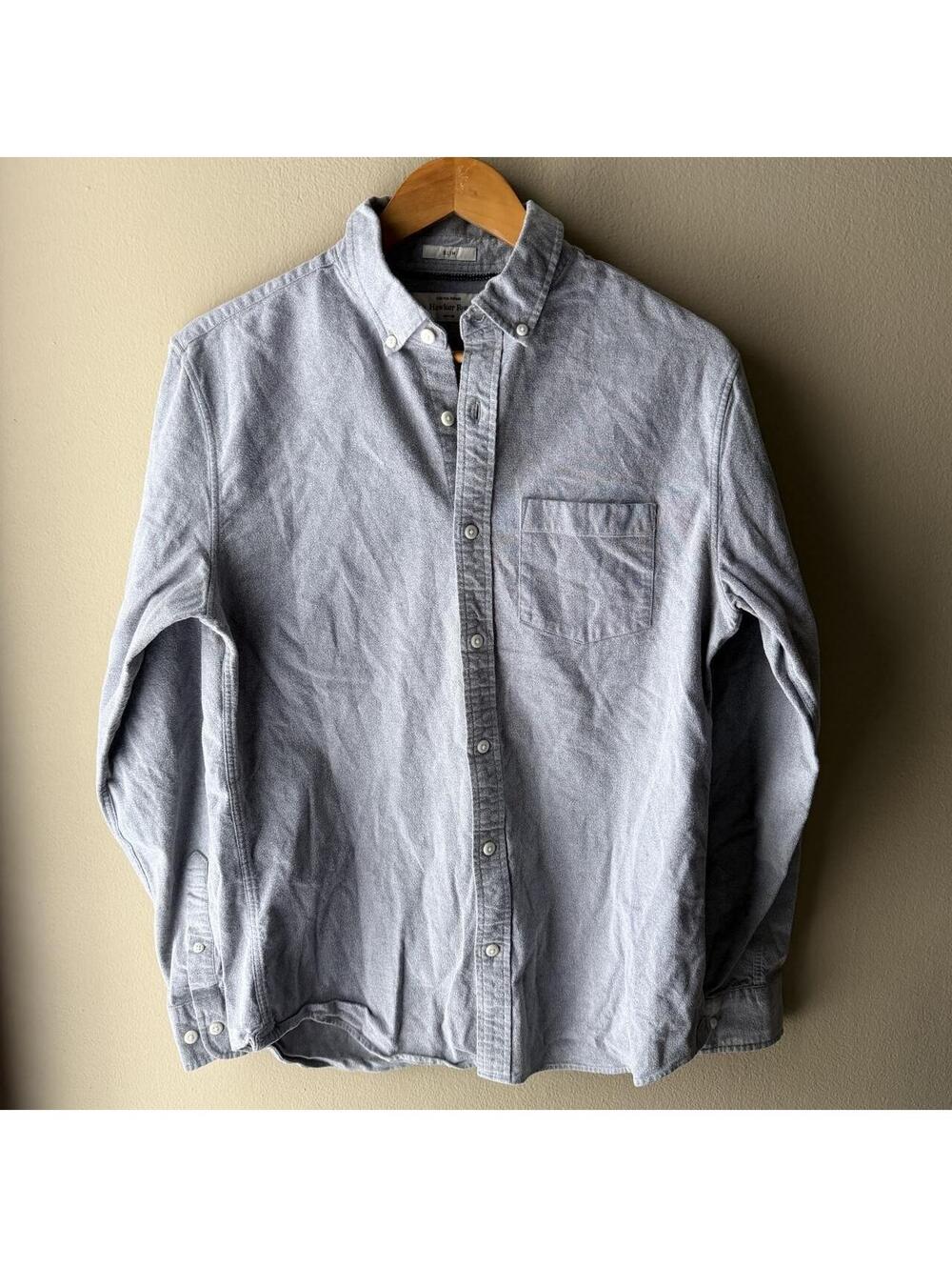 Hawker Rye Gray Stretch Oxford Slim Fit Button-Down Shirt Men’s M